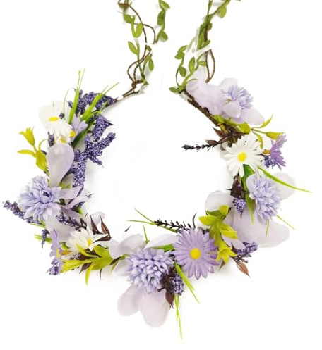 TooGet Cerchietti con Corona di Fiori per Donne Accessori per Capelli Corona Floreale Bohemien Fiori Copricapo di Artificiali Capelli per Matrimoni, Viaggi, Feste a Tema - Viola