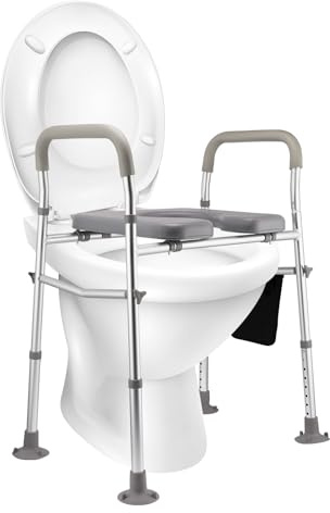 Raised Toilet Seat for Seniors 200KG，Adjustable Toilet Riser with Handles (4/6 Inch), Non-Slip Padded Seat ，Fits Any Toilet for Elderly, Pregnant, Handicap & Hip Replacement