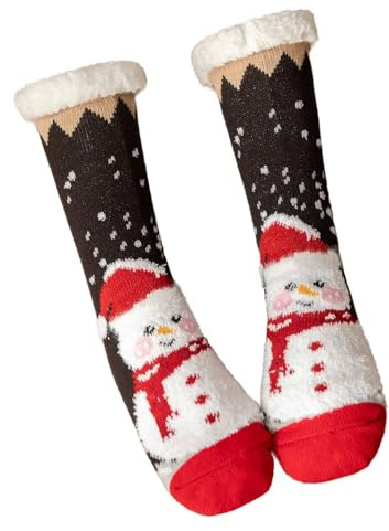 Mulor Fluffig julgran strumpa lång toffel till kalv mysiga strumpor unisex med halkfria klämmor fleecefoder julklappar