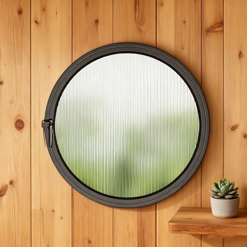 Finestra Rotonda A Giroletto,Finestra Seminterrato,oblò Rotondo,Finestre Di Ventilazione Girevoli A 360°,Per Bagno,Camera Da Letto,Soggiorno(Black3,80cm/31.5in)