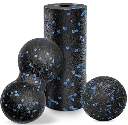 3Stk Faszienball & Faszienroller Set – Massagebälle Duoball Lacrosse Ball für Muskelentspannung, Füße Rücken Nacken Wirbelsäule Hände Faszienset