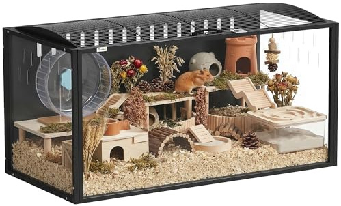 PawHut Cage à Hamster Géante 105 cm Vue Panoramique Toit Ouvrant Noir