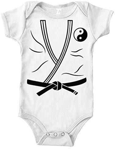 Tcombo Karate Gi Outfit - Black Belt Bodysuit (White, 24 Months)
