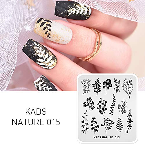 KADS Plantilla de Estampado de Uñas Naturaleza Hoja Plantilla Manicura Herramiento de Decoración de uñas