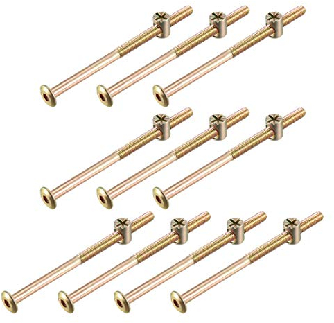 sourcing map 10 Set M6x100mm Möbel Bolzen Mutter Set Sechskant Sockel Schraube 50mm Gewinde Länge mit Fassmuttern für Betten Kopftropfstühle