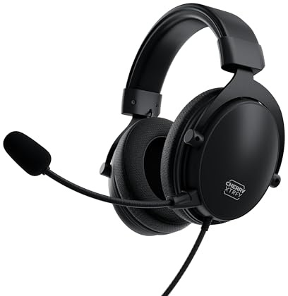 CHERRY XTRFY H2, Cuffie Da Gioco Professionali, Ottimizzate Per Gli Esports, Grandi Cuscinetti Auricolari Con Memory Foam, Microfono Rimovibile, Cablato, Nero