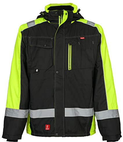URG Warnjacke Warnschutzjacke Arbeitsjacke Winterjacke Gefüttert Schwarz (GL-8365) (XL)