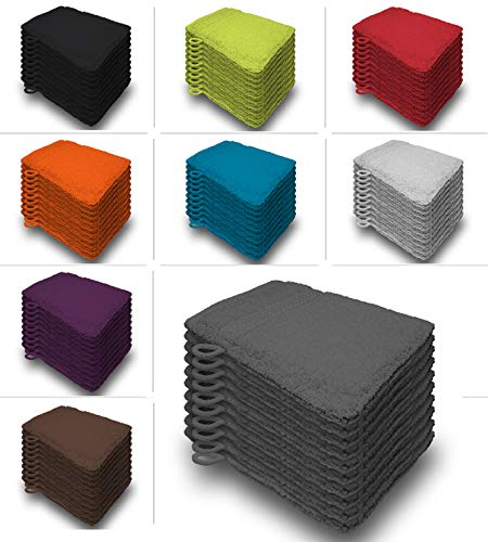 one-home 10er Set Waschhandschuhe Waschhandschuh Waschlappen 16x21 cm Frottee Baumwolle, Farbe:Anthrazit/Grau