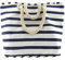 MC Trend XL Strandtasche hochwertige Umhängetasche für den Urlaub 54x37x17 cm großer Shopper mit Innentasche Beach Bag (Weiss/Blau)