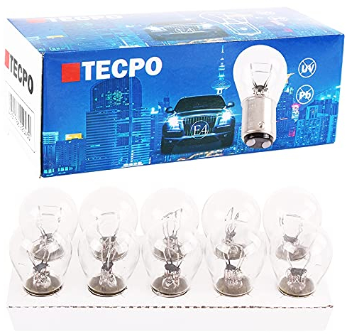 TECPO P21/4W Bremslicht Rücklicht BAZ15D Glühbirne 12V 21/4W Kugellampe 10 Stück