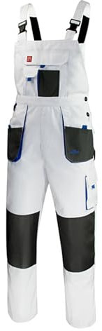 Agritrade AK Durable Work Dungarees Trousers Men Bib and Brace Overalls Painters Decorators Safety Clothing Work Uniforms Comfortable White-Blue (48)