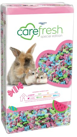 Carefresh Lecho para Mascotas pequeñas de Papel Natural en Tonos Rosa, Azul Celeste y Verde Claro (Tutti Frutti) 99% Libre de Polvo con Control de olores, 10 l