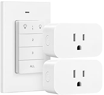 DEWENWILS Remote Control Outlet, Wall Mounted Wireless Light Switch, 2 Independent Control Sockets Electrical Remote Outlet Switch for Lamps, Fans, Household Appliance, No Wiring,100 Ft Range