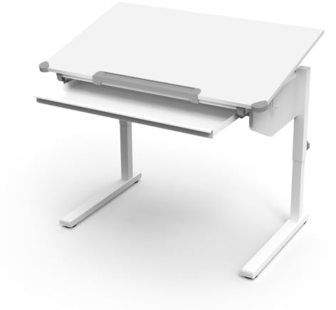 Vicco Kinderschreibtisch Arc, Weiß, 108 x 68 cm höhenverstellbar, für ergonomisches Arbeiten und anpassbare Sitzposition