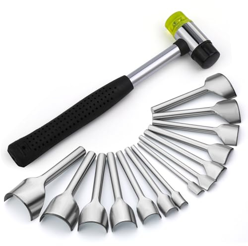 Yizzvb 14 Sizes Leather Corner Punch, Leather Half Round Punch Set