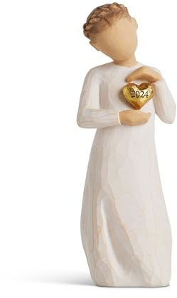 Willow Tree Heart 2024, Favorite Memories Kept Close, Engraved Year, an Expression of Love and Caring, Commemorate Weddings, Graduations, Births, Sculpted Hand-Painted Figure