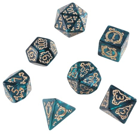 Hxyxbnhno Lot de 7 dés polyédriques multi-faces en acrylique - Motif dragon - Convient pour les jeux de rôle