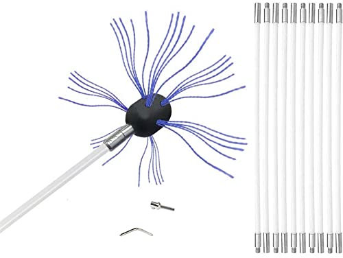 chimney sweep kit Chimney Sweep Kit, Chimney Brush Kit With 12 Nylon Flexible Rods, Rotary Chimney Cleaning Kit Driven By Drill, Chimney Cleaning Tool Kits For Sweeping Fireplace Flue(10 m)