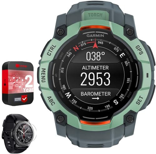 Garmin Instinct 3-50 mm Outdoor GPS Smartwatch, AMOLED, Neo Tropic with Twilight Band 010-03020-01 Bundle with 2 YR CPS Enhanced Protection Pack & Deco Essentials Screen Protector