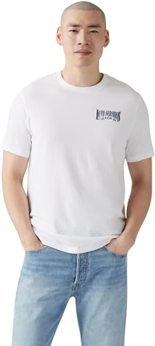 Levi's Uomo T-Shirt Graphic Crewneck Tee in Cotone con Stampa, Bianco (Brin Music Inspired), M