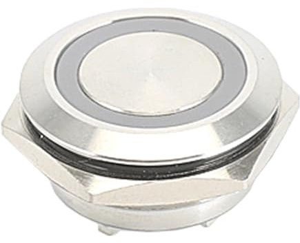 Powice Interrupteur momentané étanche 25 mm avec lumière LED rouge, bouton poussoir 8 A/12 V/24 V/125 V/250 V, convient pour les voitures, les systèmes d'allumage, les sonnettes de porte (tête plate)