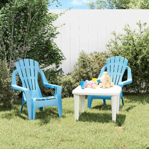Sophrelle Chaises de Jardin pour Enfants Lot de 2 Bleu 37x34x44 cm PP,Chaises de Jardin,3.2kg-364739