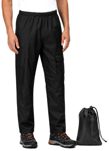 BBXWANG Waterproof Trousers for Women Men Lightweight Windproof Overtrousers with Pockets Storage Bag Mesh Lined Rain Pants for Fishing Walking Hiking Cycling