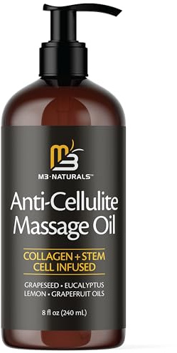 Firming Body Massage Oil with Collagen & Stem Cell – Helps Smooth the Appearance of Cellulite & Improve Skin Texture – Refreshing Aromatherapy Body Oil for Legs & Full Body – 8 Fl Oz by M3