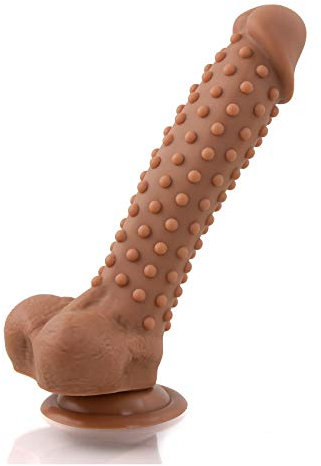 „CROCODILE“ Relistico dildo in SILICONE di 25,0 cm per sensazioni forti - La VENTOSA rende possibile la PERFETTA TENUTA SENZA MANI - Magic Wand Dildo per giochi sessuali anali e vaginali caramello