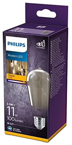 Philips LED Premium Classic ST64 Smoky Light Bulb [E27 Edison Screw] 2.3W - 11W, Flame Warm White (1800K), Non-Dimmable.