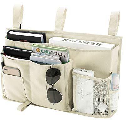 Bseash Bunk Bed Organizer, Bedside Caddy Hanging Bed Organizer Storage Bag 8 Pockets, for College Dorm Rooms Bed, Hospital Bed, Baby Bed Rails, 600D Oxford Cloth (Beige)