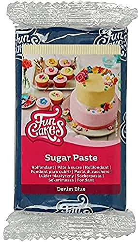 FunCakes Rollfondant Demin Blue: Einfach zu verwenden, glatt, flexibel, weich und biegsam, perfekt zum Dekorieren von Kuchen, halal, koscher und glutenfrei, 250 g
