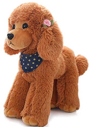 Heionia Teddy Hund Kuscheltier Mit Schal - Kawaii Pudel Plüschtier Stofftier Dog Geschenk für Kinder Mädchen (Braun, 20CM)