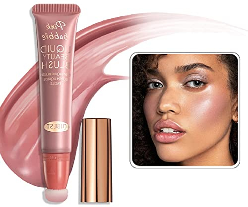 Flüssiges Blush Wand Gesicht Flüssiges Blush mit Kissen Applicator Leichter weicher wasserdichter mischbarer rauer flüssiger Blush Stick für Lidschatten Wangen und Lippen (Pflaumenwein-Töne)