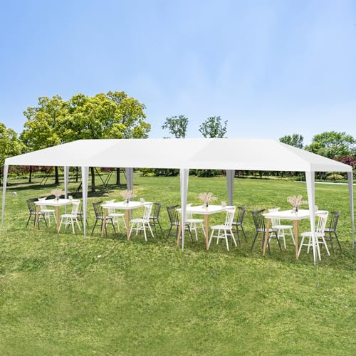 RELAX4LIFE Tonnelle de Jardin Extérieur 3X9 M en PE Imperméable, Barnum 3x9 avec Cadre en Métal, Tente de Réception avec Protection Solaire pour Mariage Marché Camping Fête (3x9 | sans parois)