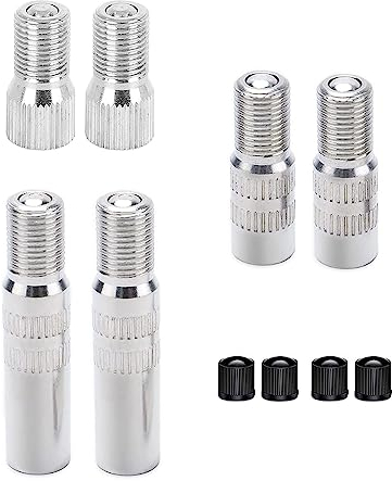 MEISO Ventilverlängerung Adapter Autoventil, 6 Stück Autoventil Verlängerung mit 4 Reifen Ventilkappen, Ventilverlängerungen Adapter Luftreifen Erweiterungsventiladapter für KFZ, Fahrrad, Scooter