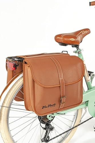 Via Veneto Original - Vintage Seitentaschen für Fahrräder, Farbe Braun, Retro-Hecktasche für City Bike, Unisex für Erwachsene, Einheitsgröße, hergestellt in Italien