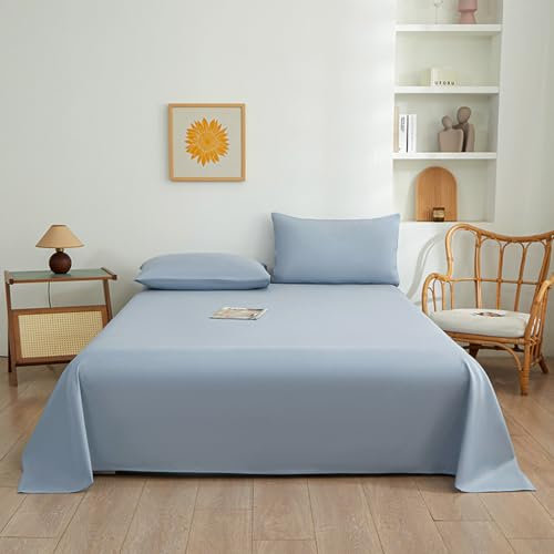 HAIBA Bettlaken ohne Gummizug 180x230 cm Hellblau Soft Jersey 100% Baumwolle, Betttuch atmungsaktiv Baumwolle, Betttuch