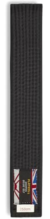 Playwell Martial Arts Gürtel aus Baumwolle, einfarbig, Karate, Judo, Taekwondo, Schwarz, 250 cm, Schwarz