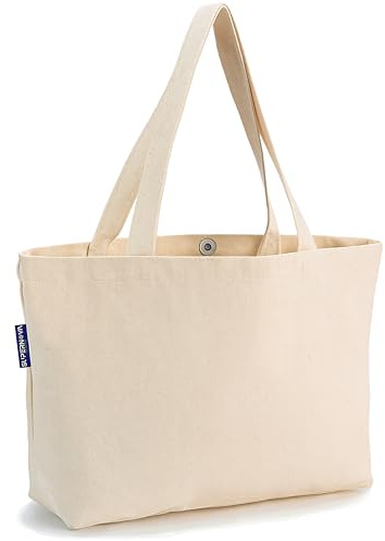 SUPERNOVA Lifestyle Premium 10oz (340gsm) 100% Natural Unbleached Cotton Canvas Tote Bag Super Strong Reusable Grocery Shopping Bag, Ideal for Painting, Embroidery, Printing (Gusseted Bottom)