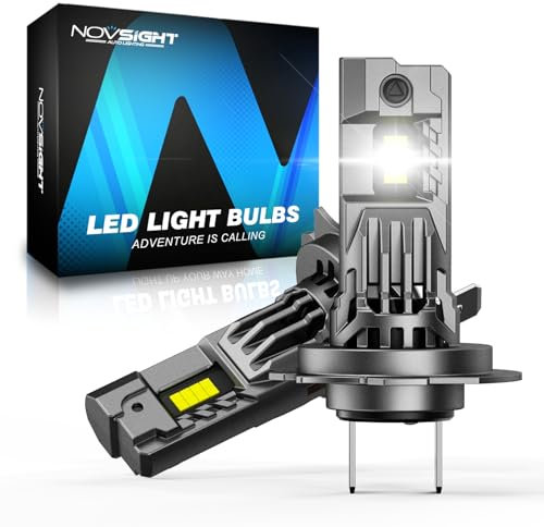 NOVSIGHT H7 LED Headlight Bulbs - 36000LM 100W H7 Headlght Bulb 6500K Cool White Light,1:1 Mini Size Plug and Play Conversion Kit,IP68 Waterproof, Pack of 2