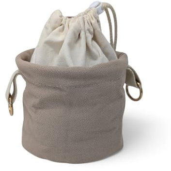 LIVLIG Sac à pinces à linge en toile de qualité supérieure, avec cordon de serrage et mousqueton, suffisamment d'espace pour jusqu'à 60 pinces, sac à pinces à linge durable, beige