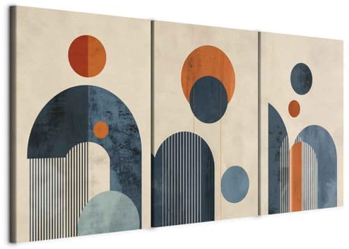 murando - Set di 3 Quadri Fonoassorbenti Componibili Design anni ‘20 180x90 cm Ciascuno delle Dimensioni di 60x90 cm - Collage 3 Pezzi - Quadro Acustico Stampa su Tela Grandi - Blu navy a-H-10122-b-a