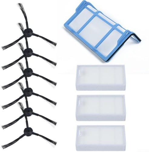Staubsauger-Ersatzteil-Set, für Medion MD 18500/18600/MD18501/MD16192 Staubsauger, inklusive 1 Vorfilternetz, 3 Filter, 6 Seitenbürsten