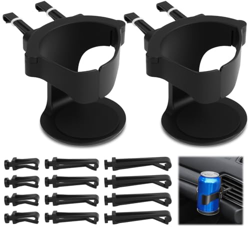 2 Pièces Porte-Gobelet Voiture Universel Support Gobelet avec Clip de Ventilation Réglable Porte Canette Bouteille Café pour Voiture Camping-Car Camion