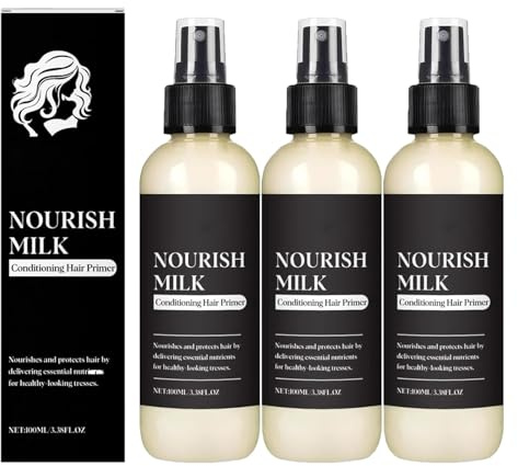 Nutritivo Latte Condizionamento Primer per capelli, Nutritivo ammorbidisce i capelli, idrata intensamente, Protezione dal calore e miglioramento della lucentezza, Migliora Frizzy (3PCS)