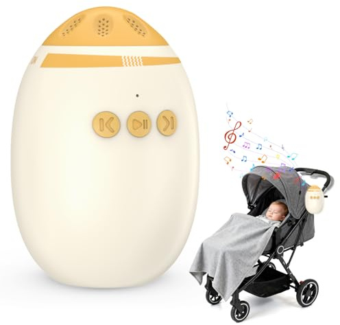 Wagxoey Kinderwagenschaukler, White Noise Machine Baby mit Baby Rocker 11 Beruhigende Klänge, Wiederaufladbar Schlafhilfe Stufenlos Einstellbar, Tragbar & Bluetooth Funktion für Kinderwagen & Buggy