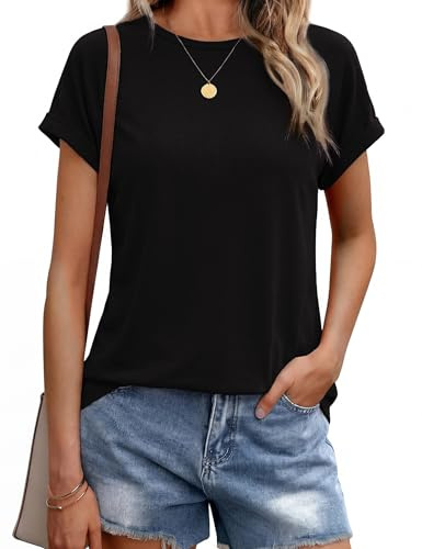 Leversic Casual Women Tops Plain Basic Short Sleeve T-Shirt Regular Fit | Leversic Casual Women Tops Plain Basic Short Sleeve T-Shirt Regular Fit