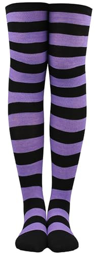 DTWAWA Women Striped Thigh High Socks Over Knee Socks Costume Stockings Leg Warmers