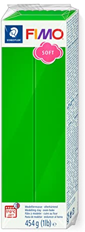 STAEDTLER ofenhärtende Modelliermasse FIMO soft, tropisch grün, Großblock 454g, weich und geschmeidig, speziell für Einsteiger und Hobbykünstler, 8021-53, Tropischgrün